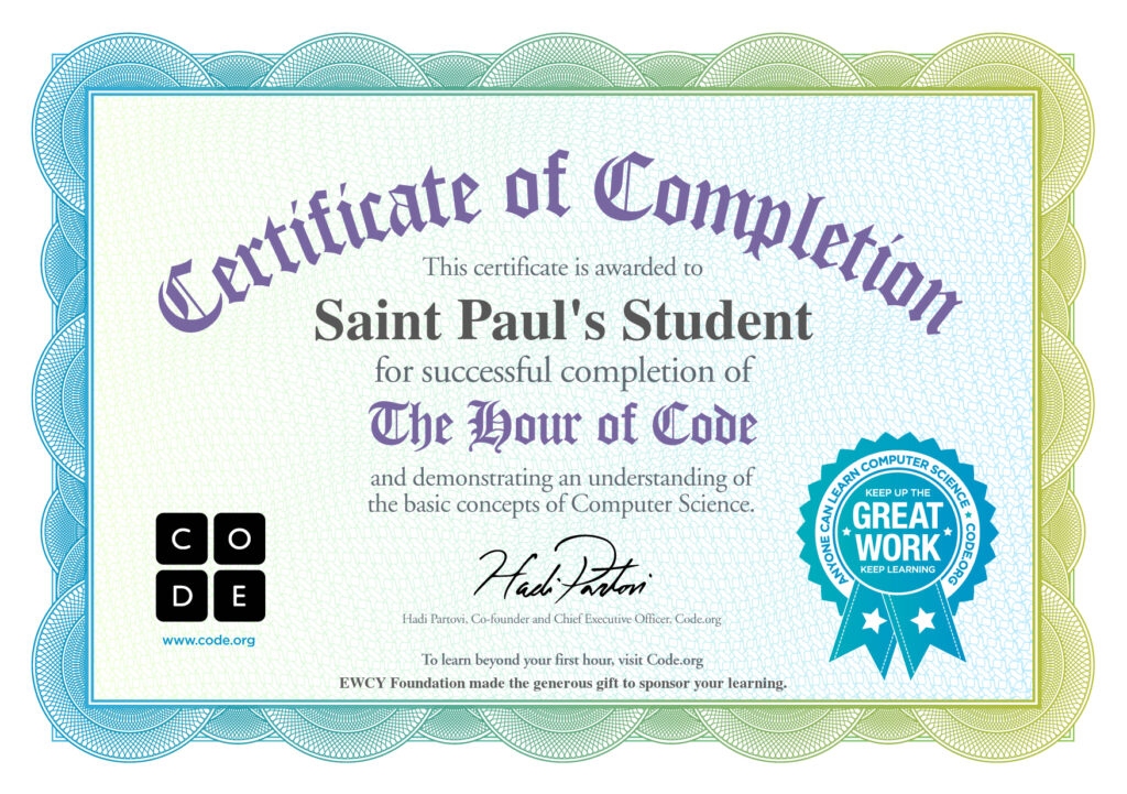 Hour of Code Certificate