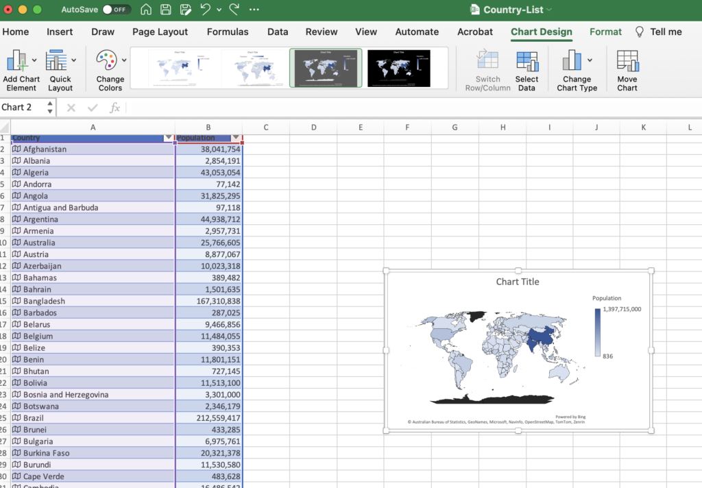 Excel Geography Lesson